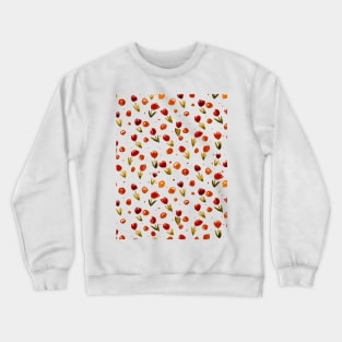 Watercolor tulips pattern - red and olive green Crewneck Sweatshirt